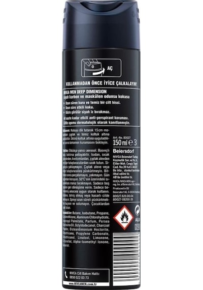 Nivea Men Deep Dimension Erkek Sprey Deodorant 3 x 150 ML