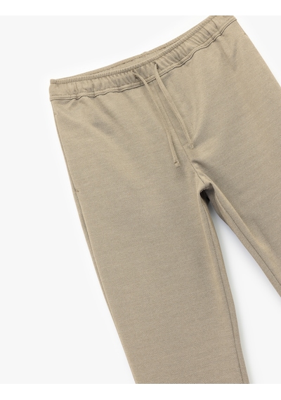 Koton Straight Fit Pike Kumaş Cep Detaylı Beli Bağcıklı Pantolon Haki 6wam40006hk Haki
