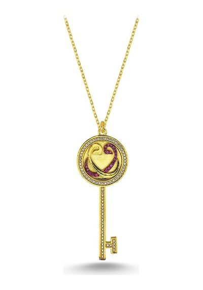 Taşlı Büyük Anahtar Kolye (498176129)