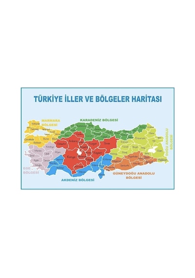 Türkiye İller Ve Bölgeler Haritası, Vinil Branda, 70x100 Cm Diğer