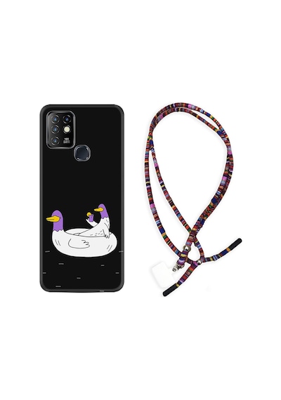 Infinix Hot 8 Kılıf Rasta Boyun Askılı Keyifli Ördekler 1725