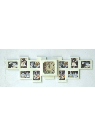 MUTFAK SAATLERİ-MB FOTOĞRAF ÇERÇEVELİ KREM DUVAR SAATİ-80*24*6 CM Ahşap