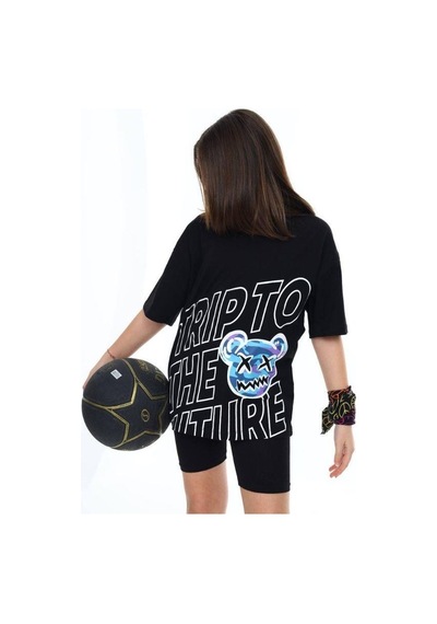 Ekkokids Çocuk Trip Baskılı Tshirt-14548 Siyah