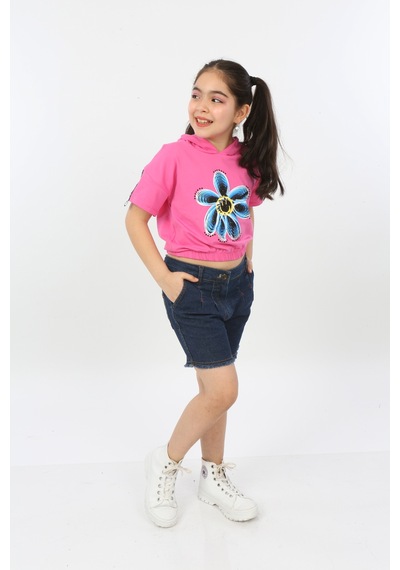 Toontoy Kids Toontoy Kız Çocuk Önü Çiçek Baskılı Tişört Fuşya Toontoy Kids Toontoy Kız Çocuk Önü Çiçek Baskılı Tişört Fuşya