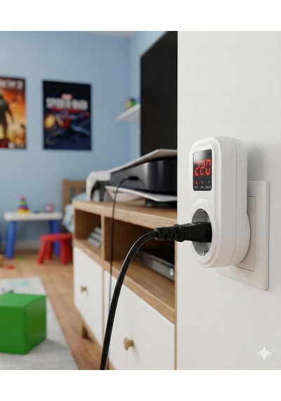 Akım Korumalı Regülatör Priz - 4000w Yüksek Güç, Düşük Voltaj Koruması 150v-210v , Yıldırım Ve Çocuk Emniyetli Voltaj Sabitleyici Koruyucu Priz 3