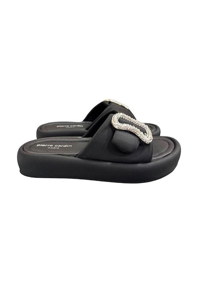 Pierre Cardin Taşlı Toka Detaylı Anatomik Bayan Terlik Siyah