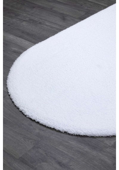 Vl Oval Comfort Overloksuz Beyaz Peluş Halı Beyaz Oval Overloksuz