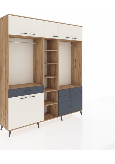 Hyperion Dolap 11 Raflı 4 Çekmeceli 2 Askılı 220x44x243 Çam-aytaşı/antrasit Aytası/antrasıt Hyperion Dolap 11 Raflı 4 Çekmeceli 2 Askılı 220x44x243 Çam-aytaşı/antrasit Aytası/antrasıt