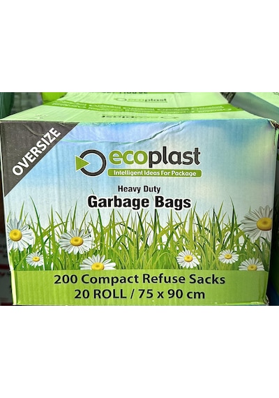 Ecoplast Battal Boy Siyah Çöp Torbası Poşeti - 300 G - 75 x 90 CM / 10 Adetlik Rulo