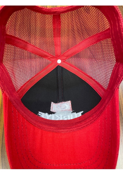 Türkiye Bayrak Nakışlı Fileli Unisex Beyzbol Cap Şapka Kırmızı