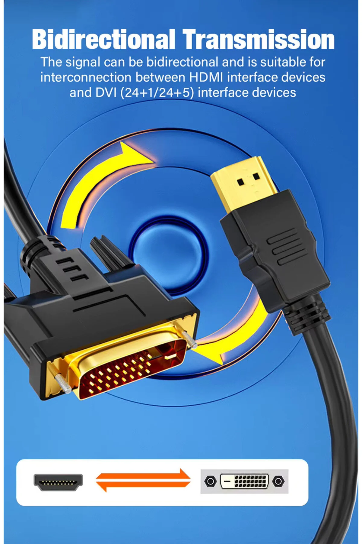 3 Metre 3mt Hdmı To Dvı Iki Çift Yönlü Dönüştürücü Adaptör Kablosu Bilgisayar Pc Laptop Pc Ps5 Xbox 360 Bir Serisi S X Uyumlu Kablo 001