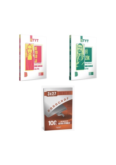 2027 2027 Benim Hocam Tyt Video Çözümlü Biyoloji + Fizik Soru + Anla Kazan Paragraf Deneme 3'lü Set
