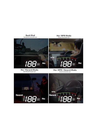 Dailytech Hud Head Up Display 3.5 İnç Obd Sanal Gösterge Paneli
