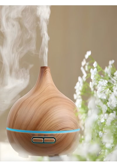 500ml Kumandalı Ahşap Desenli Aroma Difüzör Hava Nemlendirici 7 Renk Led, Rgb Işıklı