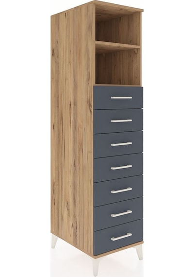 Kronos Dolap 2 Raflı 7 Çekmeceli 44x59x182 Çam-antrasit Atlas Çam