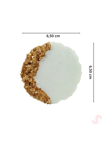Epoksi Taşlı Magnet, 6,50 Cm - Altın - 1 Adet Altın