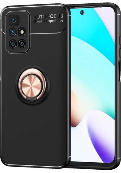 Xiaomi Redmi 10 Kılıf Zore Ravel Silikon Kapak Siyah-Rose Gold