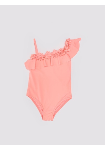 Deep Beach Pembe Çiçek Detaylı Kız Çocuk Mayo Pembe
