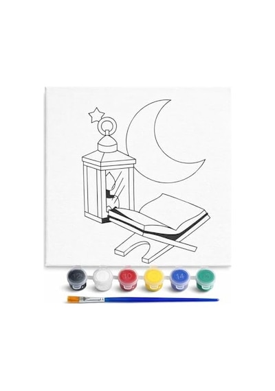 Ramazan Desenli Tuval Etkinlik Boyama Ramazan Süsleri, Ramazan Süslemeleri 20-20 Cm