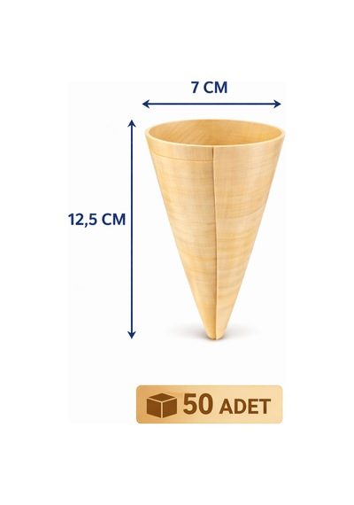 50'li Pkt Medium Bambu Sunum Korneti 12,5x7 Cm Doğal Sunum Külahı Kokteyl Catering Finger Food Sunumluk
