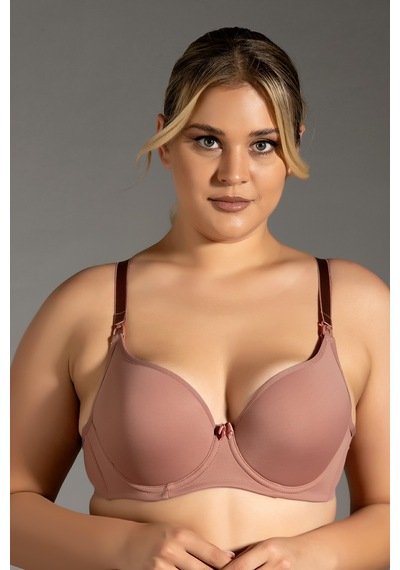 New Bra Kadın Yumuşak Kaplı B Kap Balenli/telli Emzirme Lohusa Sütyeni - Capucino Açık Kahverengi