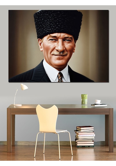 Gülümseyen Atatürk Dekoratif Kanvas - Mdf Ahşap Tablo