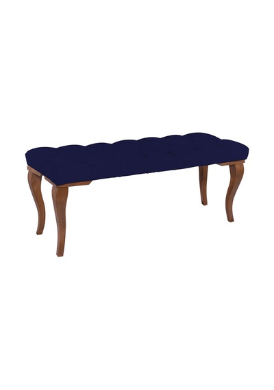 Gazzini Classic Lükens Gürgen Ayak Chester Model Kapitoneli Mavi Puf Bench - Ceviz Ayak