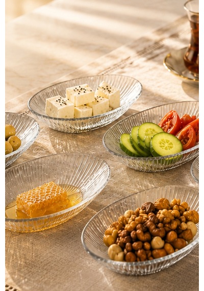 Porsima Viko 4473 6'lı Oval Cam Kase Seti 15 Cm Çerezlik, Reçellik, Kahvaltılık Ve Sosluk