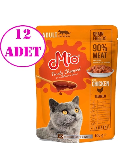 Mio Kedi Yaş Mama Tavuk Etli 100 Gr 12 Ad
