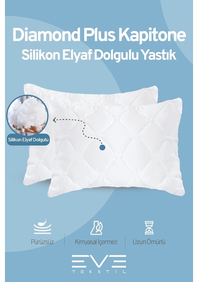 Eve Tekstil 6 Adet Diamond Plus Kapitone Yastık 50 70 Cm 800 Gr Beyaz