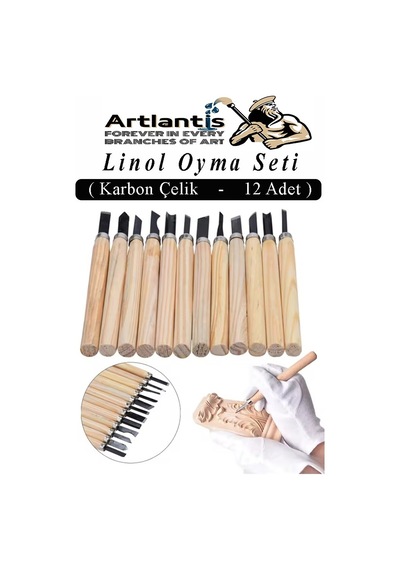 Linol Oyma Seti 12 Parça 1 Paket Linol Oyma Kesme Bıçak Seti 12 Bıçaklı Linolyum Baskı Ahşap Saplı