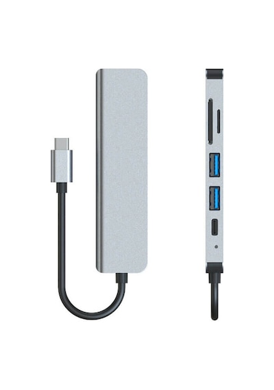 6 In 1 Type C To Hdmı / 2 USB 3.0- USB-C Pd- Sd Tf Çevirici Kablo