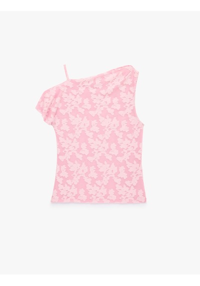 Koton Asimetrik Yaka Kolsuz Dantelli Bluz Pembe 6sak10366ek Gül