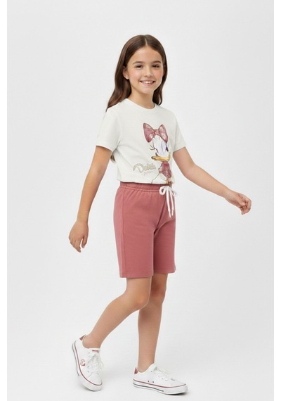 Daisy Baskı Kız Çocuk Şortlu Takım-90348 Pembe