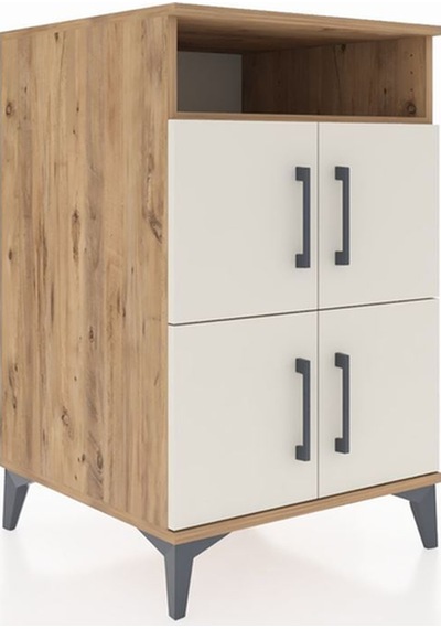 Kronos Komodin 2 Raflı 4 Kapaklı 60x59x96 Çam-aytaşı Atlas Çam