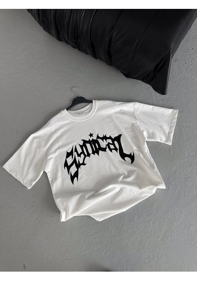 Novalisse Kadın Baskıkı Bisiklet Yaka T-shirt - Beyaz Çoklu Renk