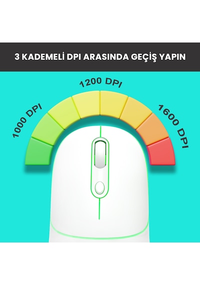 Lecoo WS210 Kablosuz 1600DPI 6 Tuşlu Çift Modlu RGB Şarj Edilebilir Sessiz Mouse