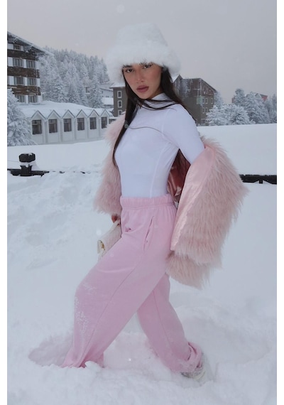 Madmext Pembe Bol Paça Kadın Eşofman Altı Mg2279 Pembe