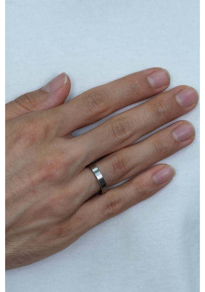 4mm Mat Düz Model Unisex Kadın Erkek Çelik Alyans Yüzük Cl35 Beyaz