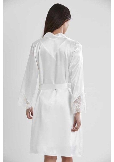 Pierre Cardin 2li Ekru Saten Kısa Gecelik Sabahlık 4300 Ekru