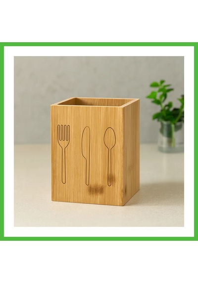 Vaveni Ahşap Bambu Kaşıklık Organizer 9x9 Cm Arz