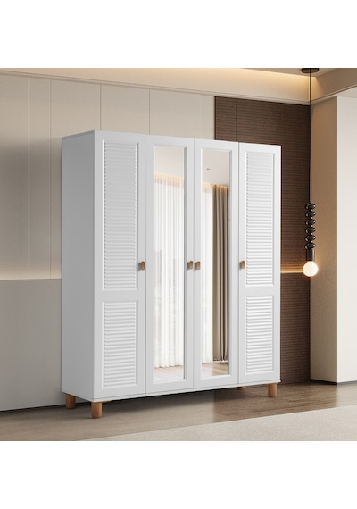 Pema Home Favori %100 Mdf Membran 4 Kapaklı Dolap Gardırop Beyaz