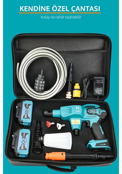 Prohummer Ph224 Profesyonel Kömürsüz 58vf Yüksek Basınçlı Çift Akülü Oto Araba Yıkama, Sulama, İlaçlama Makinesi, Araç Yıkama