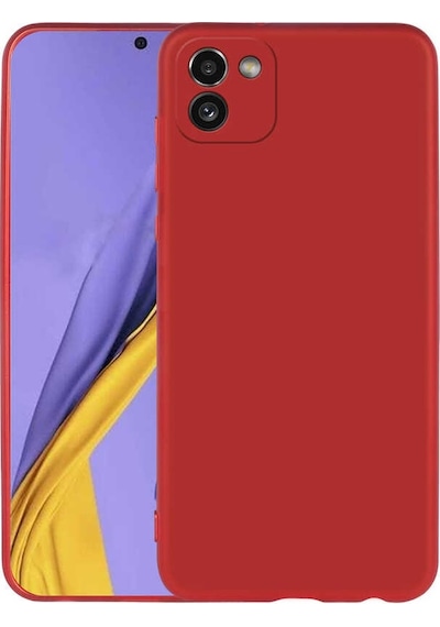 Kilifone - Samsung Uyumlu Galaxy A03 - Kılıf Mat Renkli Esnek Premier Silikon Kapak - Kırmızı
