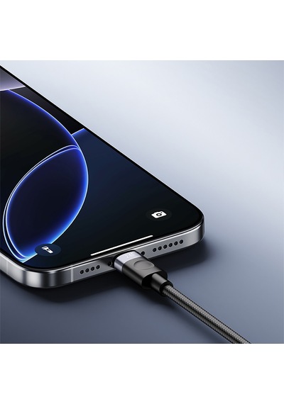 Recci Rs50l Usb-a To Lightning Örgü Tasarımlı Hızlı Şarj Özellikli Data Ve Şarj Kablosu 1m Siyah