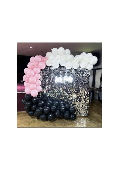 Pastel Siyah Beyaz Pembe Balon Zinciri 100 Adet Mix