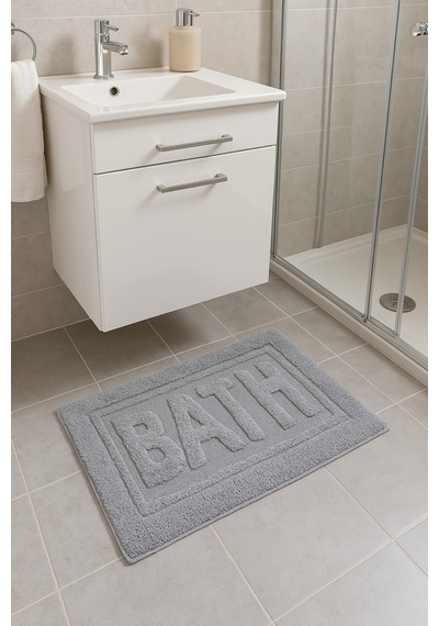 Bath Banyo Paspası 80x50 Dekoratif, Yıkanabilir, Tüylenme Yapmaz, Yumuşak Doku Antrasit