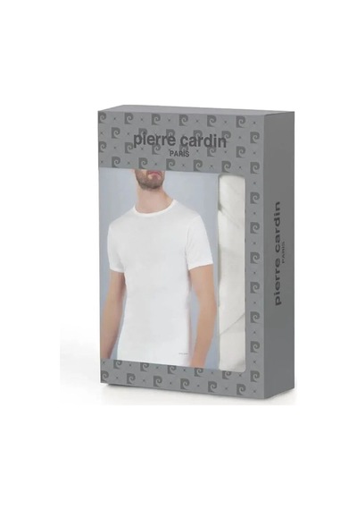 Pierre Cardin 440 Erkek %100 Pamuk Ribana Bisiklet Yaka Yarım Kol Fanila-beyaz Beyaz