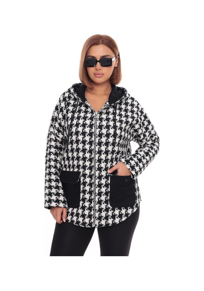 Lady Majestic Büyük Beden Kapüşonlu Fermuarlı Sweatshirt Hırka 44-58 Beden Beyaz