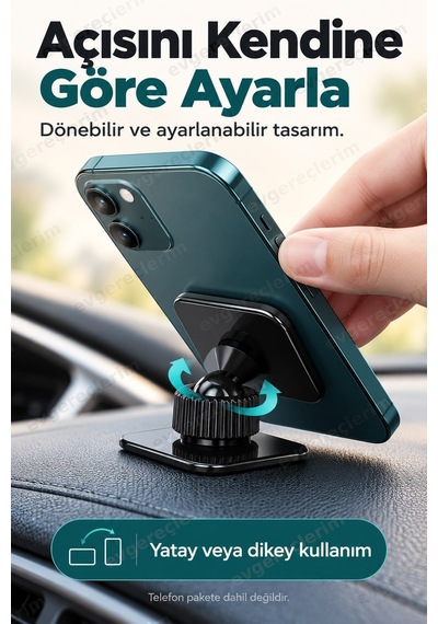 Jel Yapışkanlı Döner Başlıklı Araba Telefon Tutucu Siyah